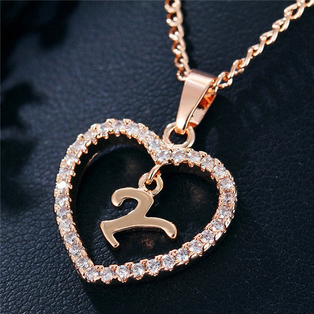 Romantic Love Pendant Necklace For Girls | Women Rhinestone Initial Letter Necklace - Xvogue